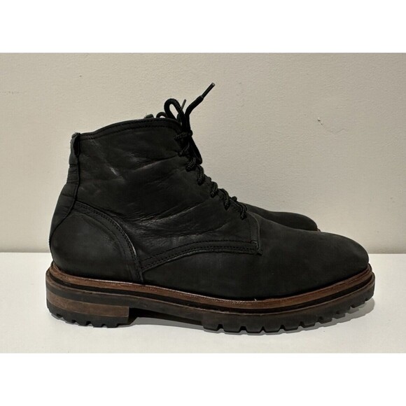 H by Hudson Boltby men size  EU 42 US 9 black  leather lace up ankle boots - Picture 1 of 10